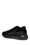 Geox Men's Black Deiven Lace-Up Leather Casual Sneaker | Derimod Geox Men's Black Deiven Lace-Up Leather Casual Sneaker | Derimod