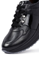Erkek Siyah Bağcıklı Kalın Tabanlı Deri Casual Sneaker | Derimod Erkek Siyah Bağcıklı Kalın Tabanlı Deri Casual Sneaker | Derimod