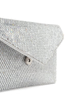 Woman Silver Chain-Strap Stone-Embellished Evening Bag | Derimod Woman Silver Chain-Strap Stone-Embellished Evening Bag | Derimod