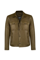 Modric Male Green Leather Jacket | Derimod Modric Male Green Leather Jacket | Derimod