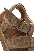 Women's Brown Thick Soled Suede Leather Sandals | Derimod Women's Brown Thick Soled Suede Leather Sandals | Derimod