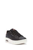 Skechers Women's Black Uno Court Lace-Up Chunky Sole Leather Sneakers | Derimod Skechers Women's Black Uno Court Lace-Up Chunky Sole Leather Sneakers | Derimod