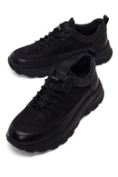 Erkek Siyah Bağcıklı Kalın Tabanlı Deri Casual Sneaker | Derimod Erkek Siyah Bağcıklı Kalın Tabanlı Deri Casual Sneaker | Derimod