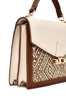 Woman Beige Long Strap Patterned Shoulder Bag | Derimod Woman Beige Long Strap Patterned Shoulder Bag | Derimod