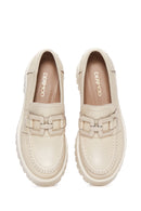 Women's Beige Leather Loafer | Derimod Women's Beige Leather Loafer | Derimod