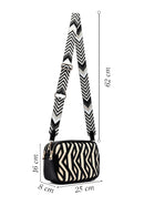 Women's Black Long Strap Patterned Crossbody Bag | Derimod Women's Black Long Strap Patterned Crossbody Bag | Derimod