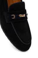 Kadın Siyah Tokalı Süet Deri Maskülen Loafer | Derimod Kadın Siyah Tokalı Süet Deri Maskülen Loafer | Derimod