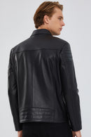 Travis Men's Black Leather Jacket | Derimod Travis Men's Black Leather Jacket | Derimod