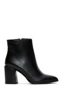 Women's Black Leather Heeled Classic Boots | Derimod Women's Black Leather Heeled Classic Boots | Derimod