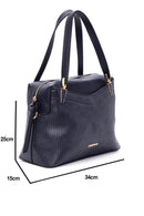 Women's Navy Blue Synthetic Leather Shoulder Bag | Derimod Women's Navy Blue Synthetic Leather Shoulder Bag | Derimod