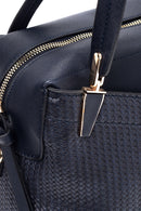 Women's Navy Blue Synthetic Leather Shoulder Bag | Derimod Women's Navy Blue Synthetic Leather Shoulder Bag | Derimod