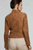 Kylie Women's Camel Suede Leather Jacket | Derimod Kylie Women's Camel Suede Leather Jacket | Derimod