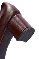 Derimod Gritti Kadın Bordo Kalın Topuklu Deri Ayakkabı | Derimod Derimod Gritti Kadın Bordo Kalın Topuklu Deri Ayakkabı | Derimod