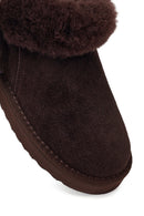 Woman Brown Embellished Suede Teddy Boots | Derimod Woman Brown Embellished Suede Teddy Boots | Derimod
