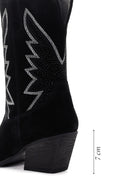 Women's Black Stone Leather Cowboy Boots | Derimod Women's Black Stone Leather Cowboy Boots | Derimod