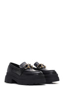 Women's Black Leather Thick Soled Masculine Loafer | Derimod Women's Black Leather Thick Soled Masculine Loafer | Derimod