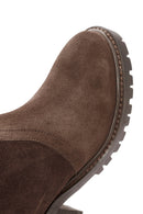 Women's Brown Zippered Suede Leather Boots | Derimod Women's Brown Zippered Suede Leather Boots | Derimod