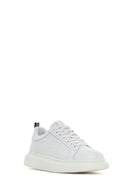Men's White Lace-up Thick-Sole Leather Sneaker | Derimod Men's White Lace-up Thick-Sole Leather Sneaker | Derimod