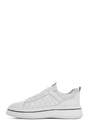 Men's White Lace-up Thick-Sole Leather Sneaker | Derimod Men's White Lace-up Thick-Sole Leather Sneaker | Derimod