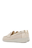Women's Cream Wedge Heel Leather Comfort Loafer | Derimod Women's Cream Wedge Heel Leather Comfort Loafer | Derimod