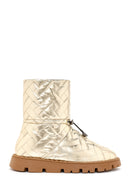 Women's Gold Knit Patterned Metallic Casual Boots | Derimod Women's Gold Knit Patterned Metallic Casual Boots | Derimod