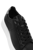 Men's Black Lace-up Thick-Sole Leather Sneaker | Derimod Men's Black Lace-up Thick-Sole Leather Sneaker | Derimod