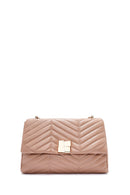 Women's Beige Long Strap Quilted Patterned Shoulder Bag | Derimod Women's Beige Long Strap Quilted Patterned Shoulder Bag | Derimod