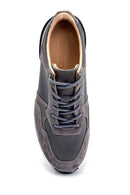 Men's Suede Detailed Leather Sneaker | Derimod Men's Suede Detailed Leather Sneaker | Derimod