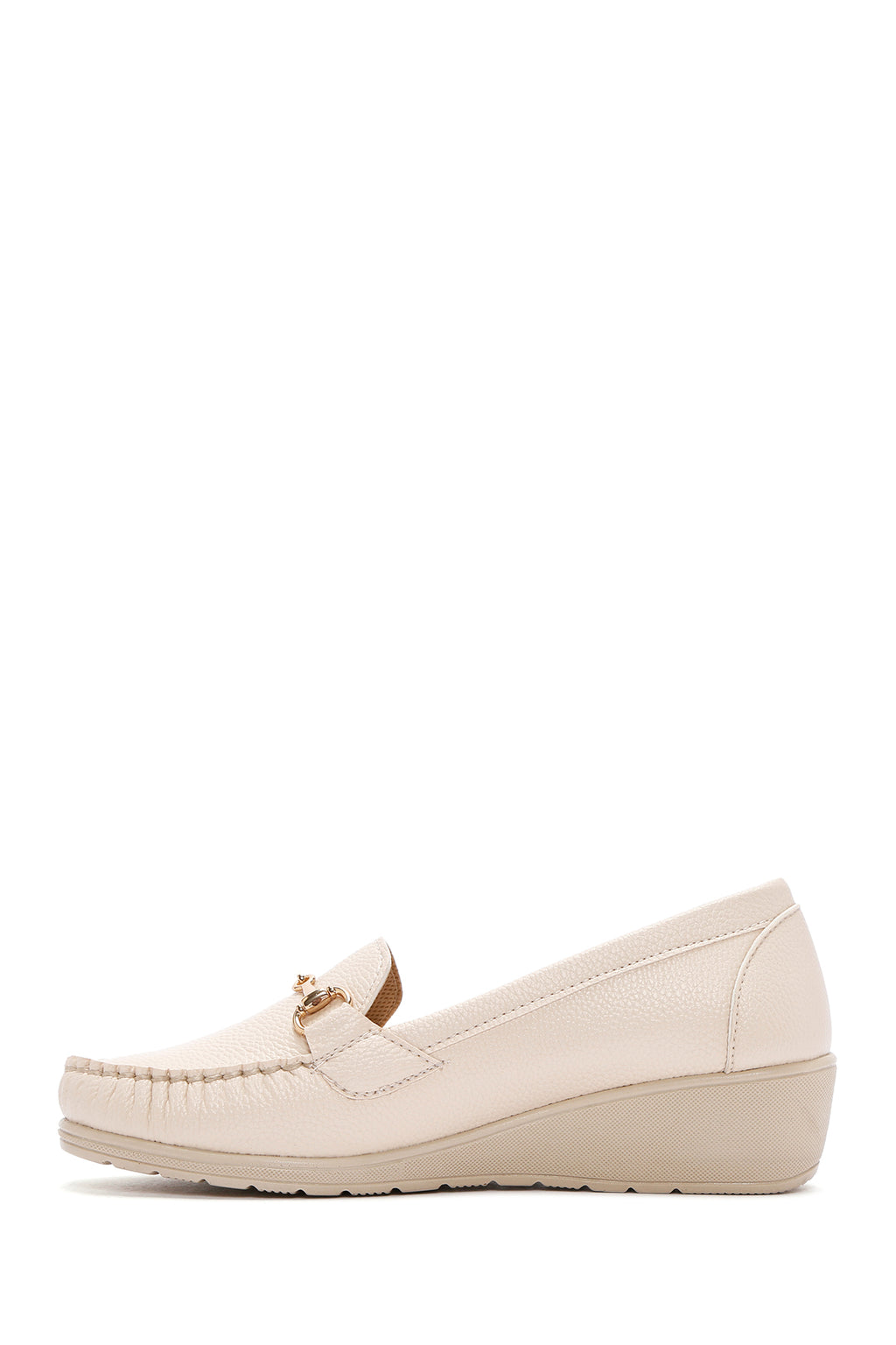 Kadın Bej Dolgu Topuk Loafer
