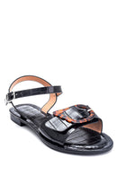 Kadın Kroko Baskılı Casual Sandalet | Derimod Kadın Kroko Baskılı Casual Sandalet | Derimod