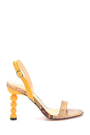 Women's Wooden Marble Heeled Sandals | Derimod Women's Wooden Marble Heeled Sandals | Derimod