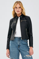 Alexa Women's Black Short Leather Jacket | Derimod Alexa Women's Black Short Leather Jacket | Derimod