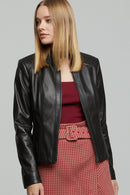 Venice Women's Black Leather Jacket | Derimod Venice Women's Black Leather Jacket | Derimod