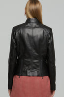 Venice Women's Black Leather Jacket | Derimod Venice Women's Black Leather Jacket | Derimod