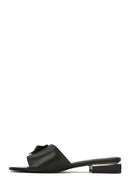 Women's Black Accessory Leather Slippers | Derimod Women's Black Accessory Leather Slippers | Derimod