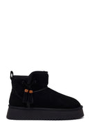 Kadın Siyah Kalın Tabanlı Süet Deri Teddy Bot | Derimod Kadın Siyah Kalın Tabanlı Süet Deri Teddy Bot | Derimod