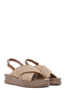 Women's Beige Back Buckle Thick Soled Straw Sandals | Derimod Women's Beige Back Buckle Thick Soled Straw Sandals | Derimod
