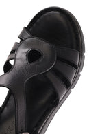 Women's Black Ankle Strap Wedge Heeled Leather Comfort Sandals | Derimod Women's Black Ankle Strap Wedge Heeled Leather Comfort Sandals | Derimod