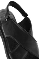 Women's Black Elastic Leather Sandals | Derimod Women's Black Elastic Leather Sandals | Derimod
