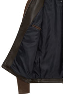 Neymar Men's Chestnut Man Collar Slim-Fit Suede Leather Jacket | Derimod Neymar Men's Chestnut Man Collar Slim-Fit Suede Leather Jacket | Derimod