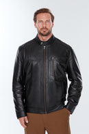 Ford (Plus) Men's Black Leather Jacket | Derimod Ford (Plus) Men's Black Leather Jacket | Derimod