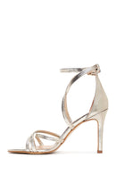 Women's Gold Leather Thin Heel Sandals | Derimod Women's Gold Leather Thin Heel Sandals | Derimod