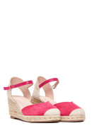 Kadın Pembe Süet Dolgu Topuk Espadril Sandalet | Derimod Kadın Pembe Süet Dolgu Topuk Espadril Sandalet | Derimod