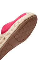 Kadın Pembe Süet Dolgu Topuk Espadril Sandalet | Derimod Kadın Pembe Süet Dolgu Topuk Espadril Sandalet | Derimod
