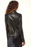 Cindy Women's Black Biker Stretch-Fit Leather Jacket | Derimod Cindy Women's Black Biker Stretch-Fit Leather Jacket | Derimod