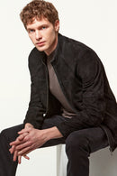 Neymar Men's Black Suede Leather Jacket | Derimod Neymar Men's Black Suede Leather Jacket | Derimod