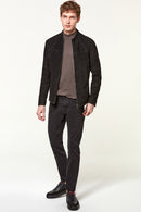 Neymar Men's Black Suede Leather Jacket | Derimod Neymar Men's Black Suede Leather Jacket | Derimod