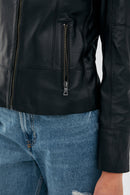 Mary Women's Black Short Leather Jacket | Derimod Mary Women's Black Short Leather Jacket | Derimod