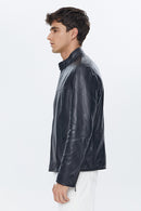 Ray Men's Black Leather Jacket | Derimod Ray Men's Black Leather Jacket | Derimod