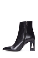 Women's Black Leather Heeled Boots | Derimod Women's Black Leather Heeled Boots | Derimod